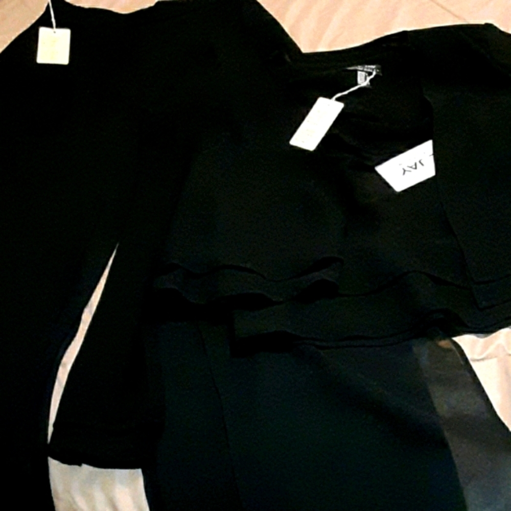 3 piece black Palazzo pant suit /3 piece set